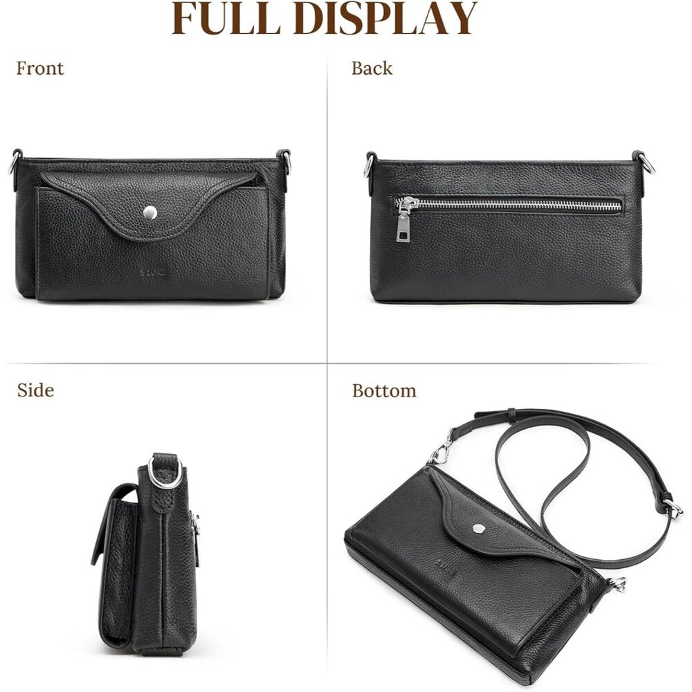 S-ZONE Leather Crossbody Bags for Women RFID Small Purse - Picture 7 of 8